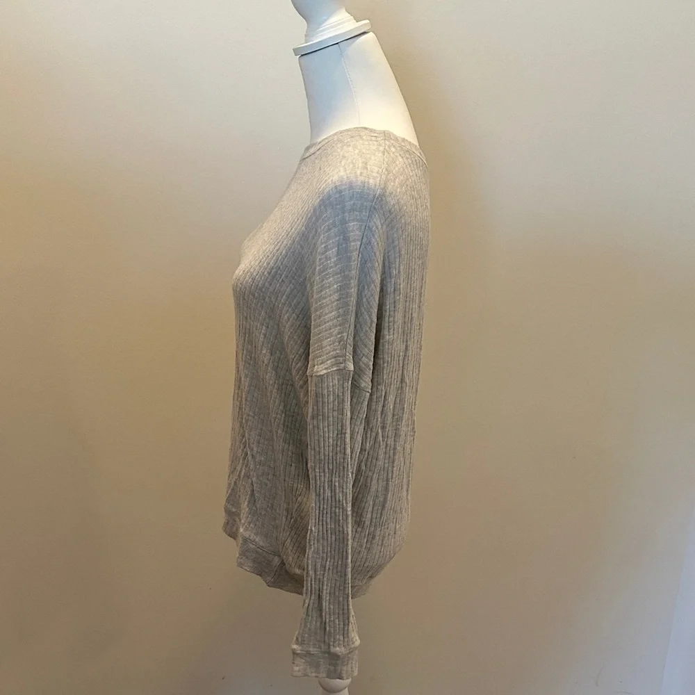 Splendid Light Gray Ribbed Women's Sweatshirt - Picture 4 of 5